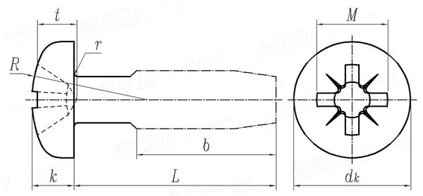 ASME B 18.6.5M (T18) - 2000 (R2010) 米制米字槽盘头自攻螺钉 [Table 18]