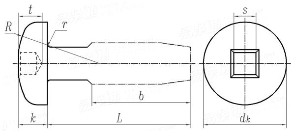 ASME B 18.6.5M - 2000 米制四方槽盤頭自攻螺釘 [Table 19]