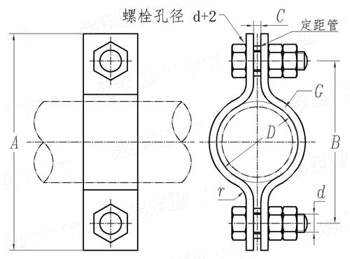 HG /T 21629 (A5-1) - 1999 基准型双螺栓管夹 - 公制管用