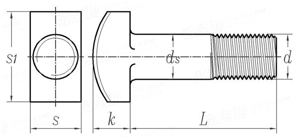 ASME/ANSI B 18.5 - 2012 英制T形头螺栓 [Table10]  (A307, SAE J429, F468, F593)