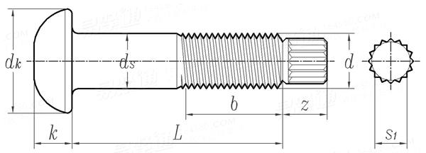 ASME B 18.2.6 - 2010 扭剪型高强度螺栓 (平圆头) (ASTM F 1852 / ASTM F 2280) [Table 7]