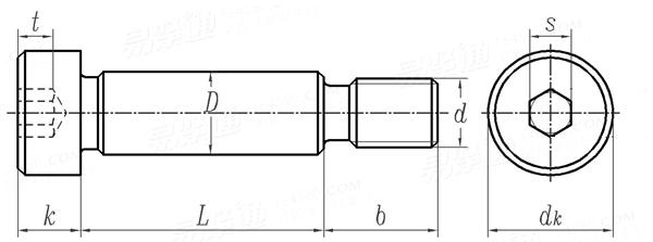 BS  2470 - 1973 统一或英制螺纹内六角圆柱头轴肩螺钉  Table 5