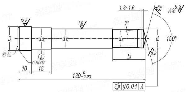 JB /T 4210.21 - 1996 冷镦六角螺母模具 沖孔沖頭 D型 (适用于GB6171、GB6176)