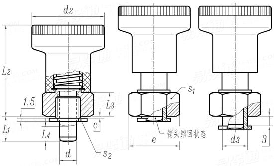 YJT  19019 (GN 607.3) 分度銷 用于薄壁設備安裝，帶定止位
