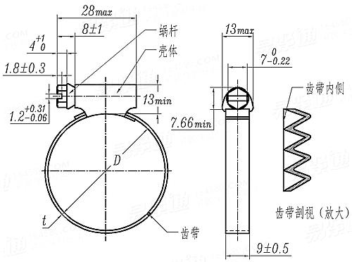 QC /T 620 - 1999 A型蜗杆传动式软管环箍
