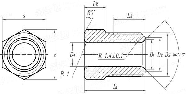ISO  13486-1 (A) - 1999 道路車輛 液壓制動系統 第1部分:雙喇叭口管用接頭 A型