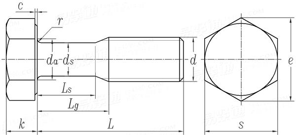 DIN  6929 (DE) - 2013 粗牙六角頭細杆螺栓