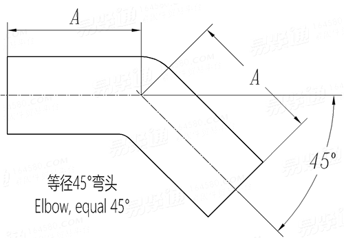 BS EN  10241 (T8) - 2000 鋼制螺紋管件 表8 - 等徑45°彎頭