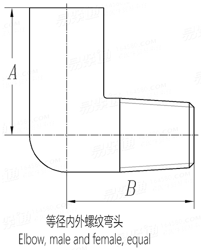 BS EN  10241 (T9) - 2000 钢制螺纹管件 表9 - 等径内外螺纹弯头