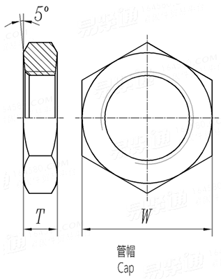 BS EN  10241 (T19) - 2000 钢制螺纹管件 表19 - 六角螺母