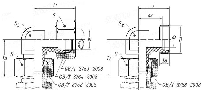 GB /T 3754 - 2008 卡套式锥密封组合弯通管接头