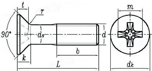 GOST  17475 - 1980 十字槽沉頭螺釘 A級和B級