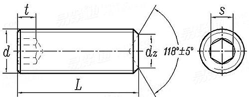 ASME B 18.3 - 2003 (R2008) 内六角凹端紧定螺钉 [Table 5A]
