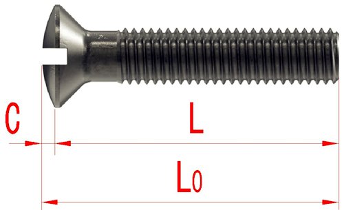 半沉头螺栓(ASME)长度测量示意图